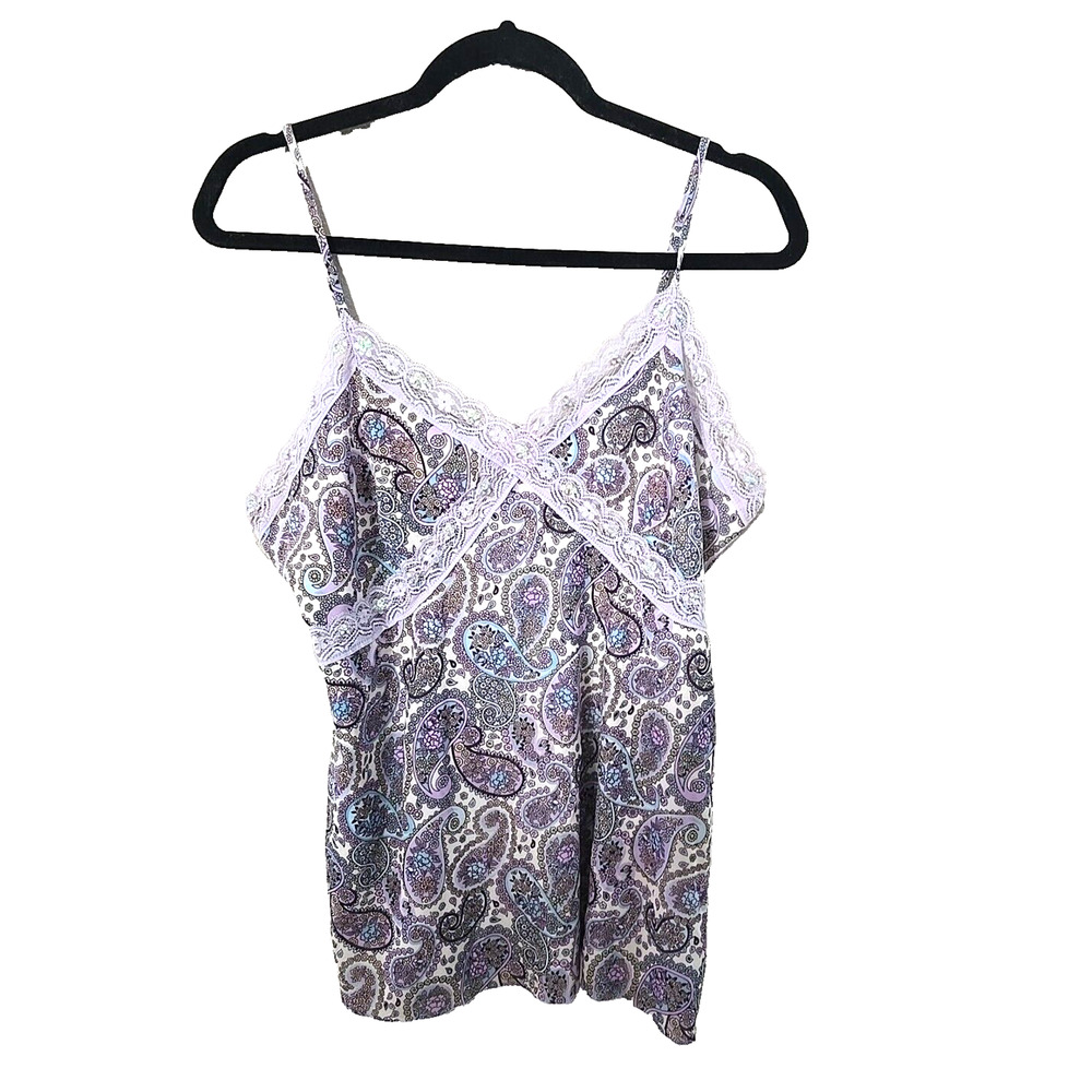 VTG Xhilaration Y2K Purple Paisley Fairycore Babydoll Tank Cami Top Womans 2XL
